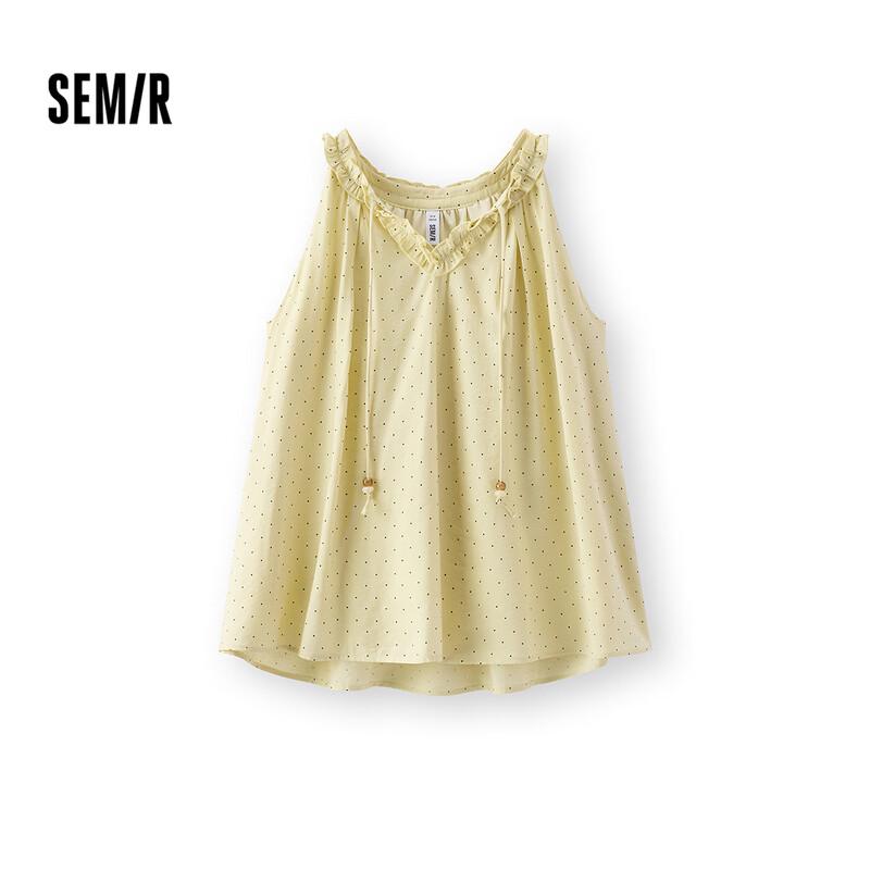 

Женская безрукавная блузка Semir в горошек с оборками M