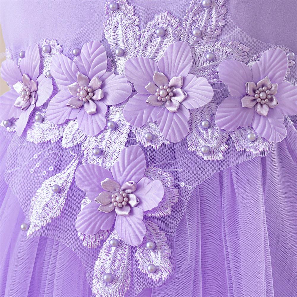 Abito Principessa in Pizzo da Bambina - Abito Formale Lungo in Rete per Bambini Grandi