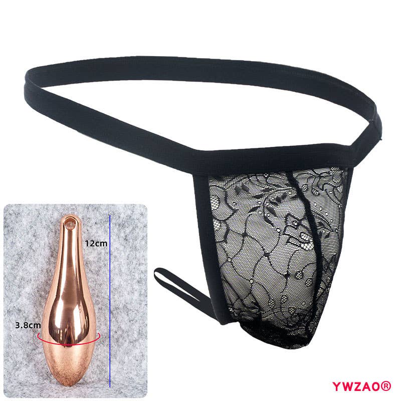 YWZAO Tapón Anal Insertable Ropa Interior Masculina Tanga Encaje Negro N12