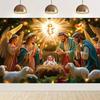 Nativity scene, starry night party decoration, backdrop, traditional Christmas photography supplies, prop4806