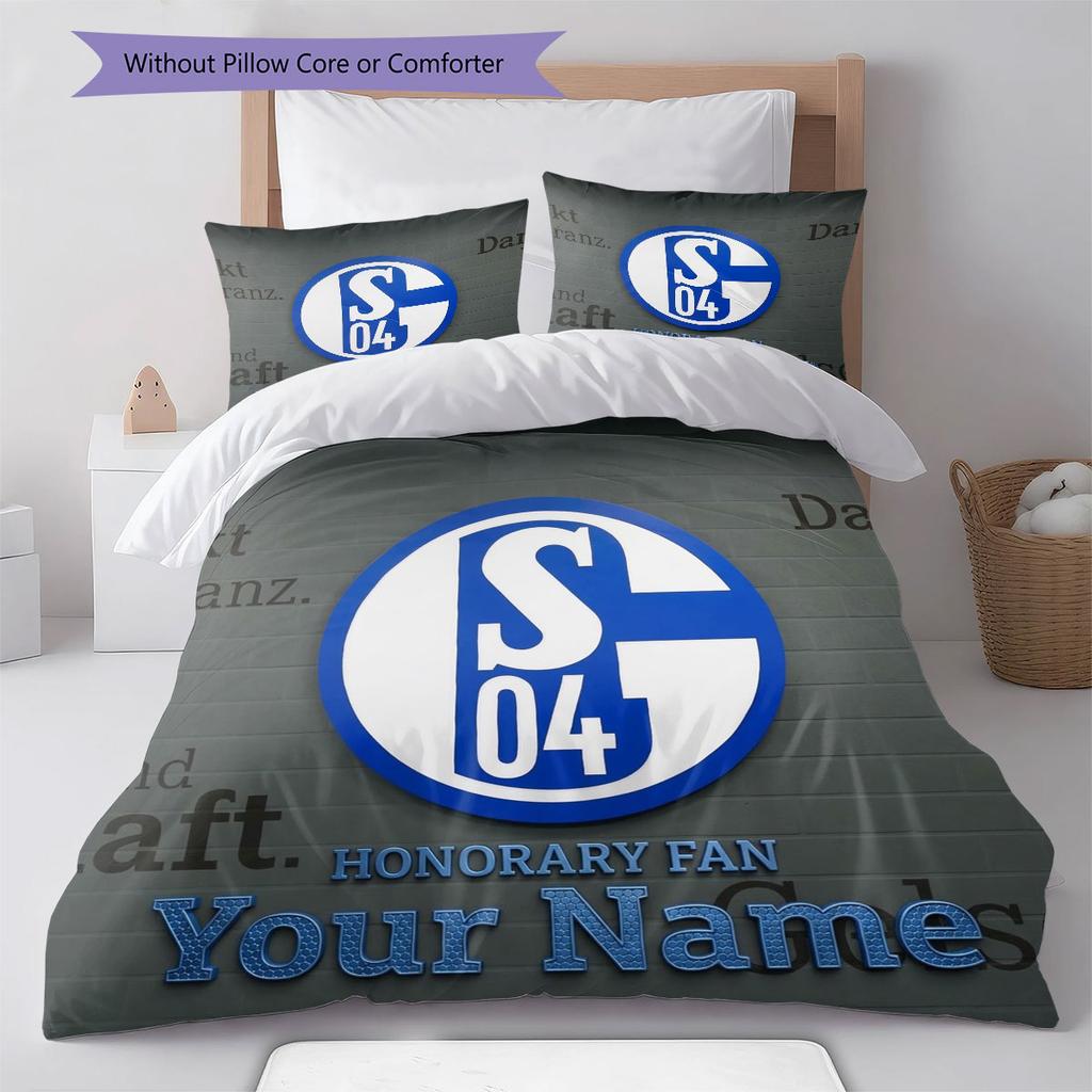 FC Schalke 04 Custom Name Pattern Bedding,Quilt Set Quilt Cover Pillowcase Home Birthday Gift(1 * duvet cover + 2 * pillowcase, without core)