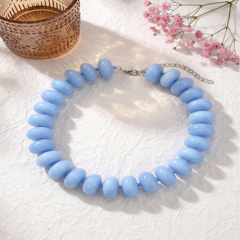 1Pcs Charms Chunky Jewelry Bohemian Casual Dopamine Resin Bead Necklace Suitable For Women Daily Vacation Wear