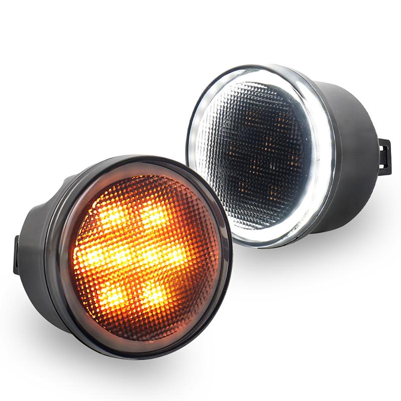 For Smoked Len LED Front Blinkers Grill Indicator Parking Lights JK Turn Signal Lights for for JK JKU 2013-2017 New Turn Signal Lights&LED