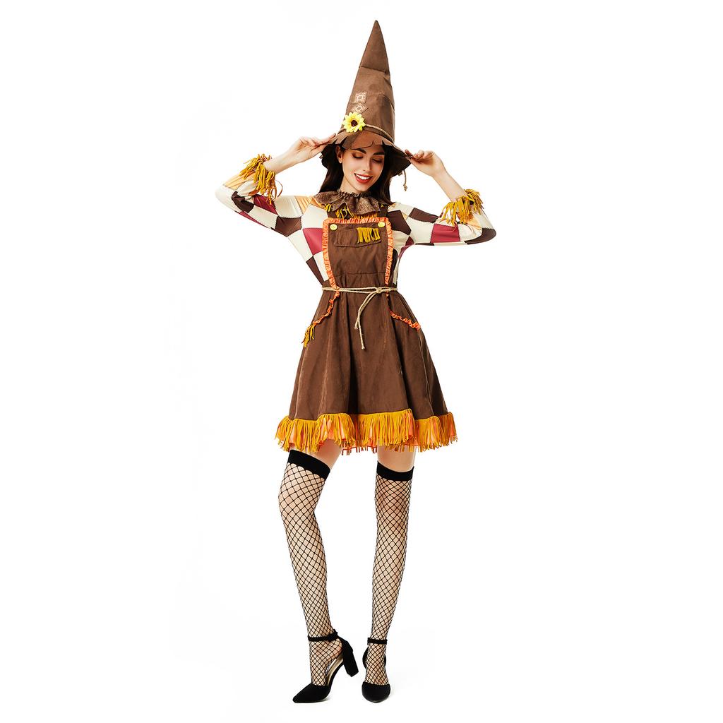 Halloween Kostüm für Erwachsene Hexe Rock Hexenkostüm Vogelscheuche Cosplay Karneval Tanzparty Clown