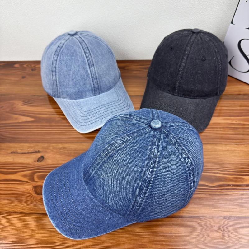 Spring and Autumn New Washed Denim Soft Top Baseball Cap Women's Retro Fashion Versatile Cap Men Show Small Face
