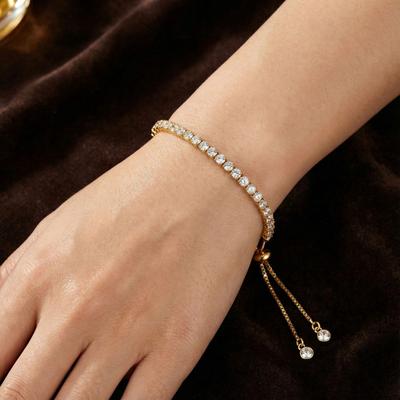 Bracelet Européen en Cuivre avec Incrustation de Zircon - Tendance, Léger et Élégant, Cadeau pour Étudiants et Amis