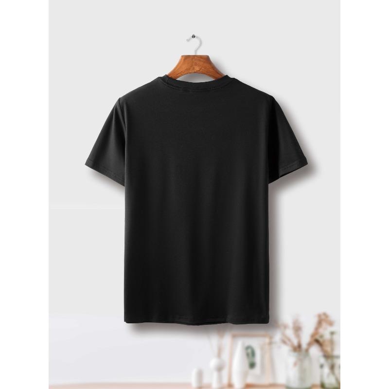 Europäische Größen Herren Freizeit Rundhals T-Shirt mit Geometrischem Buchstaben-Print, Kurzarm, Normale Passform, Sommer Pullover T-Shirt