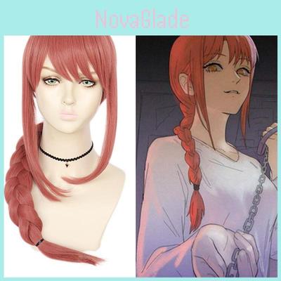 Chainsaw Man Makima Cosplay Wig Pink Braid Long Soft Synthetic Hair For Halloween Party