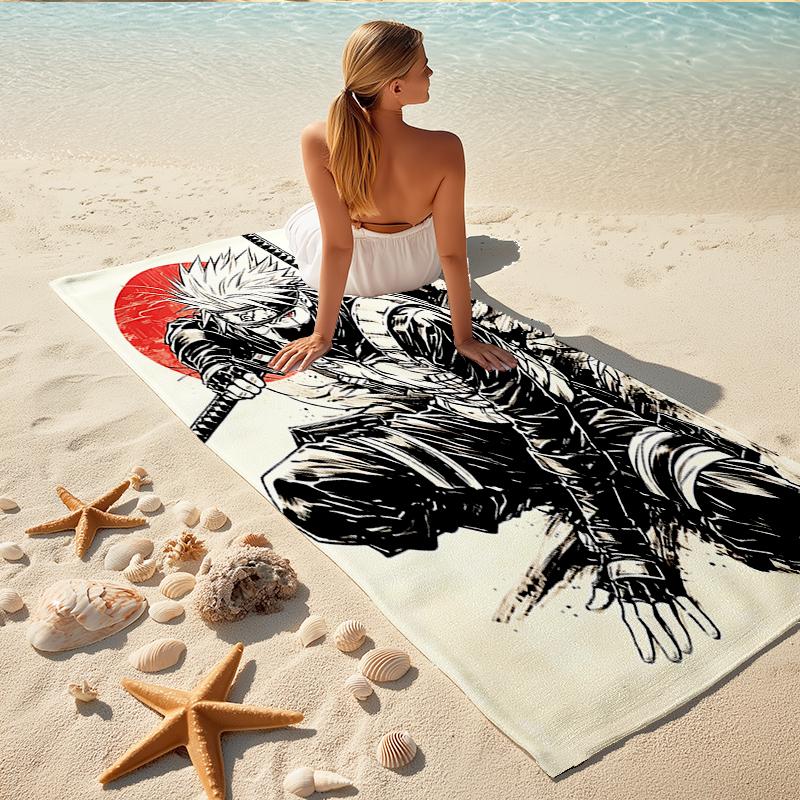1Pc Samurai Warrior Art Beach Towel, Quick Dry, Multi-Use for Beach Pool Gym Yoga Home Travel, Christmas, Halloween, Xmas Gift M928146