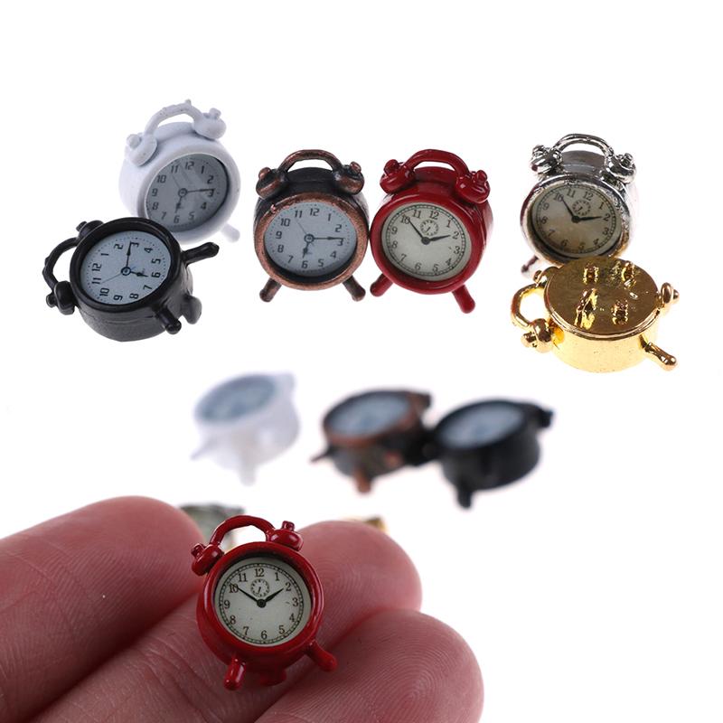 1/12 Dollhouse Miniature Living Room A Metal Alarm Clock