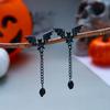 Boucles d'oreilles pendantes gothiques noires avec pompons en forme de chauve-souris pour femmes Cosplay Vampire Chauve-souris Punk Boucle d'oreille sombre Fête d'Halloween Bijoux effrayants Cadeau