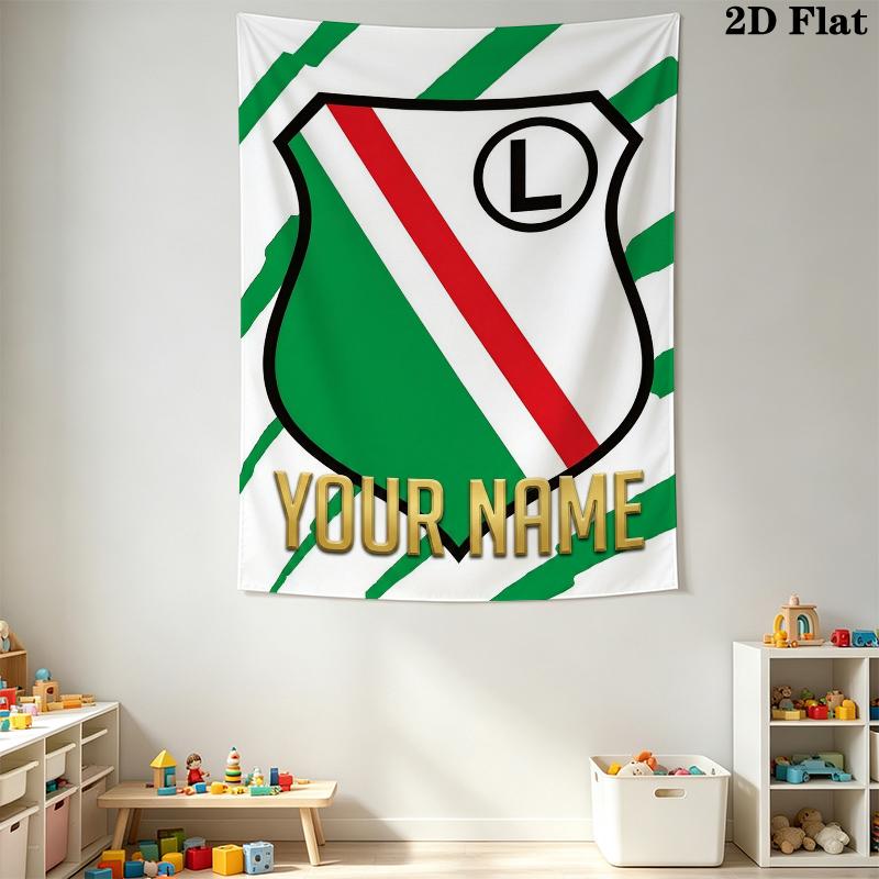 Custom Name Legia Warsaw Wall Tapestry Aesthetic Wall Hanging Printed Fabric Blanket Decorative Tapestries for Bedroom Living Room Home Decor
