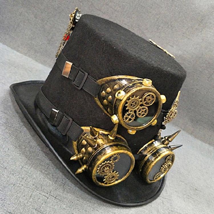Steampunk Hat Steampunk Traveler Hat Gothic Punk Top Hat With Detachable Goggles