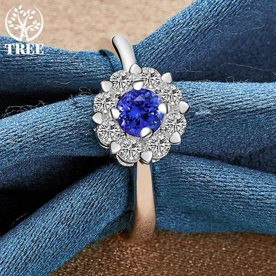 Anillo de plata de ley 925 con circonita AAA redonda Bule