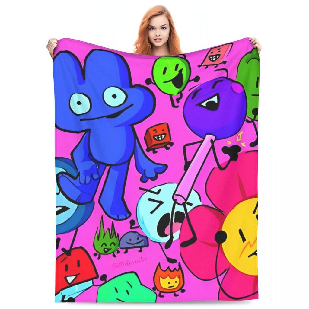 BFDI Inanimate Insanity Alle Charaktere Cartoon-Decke Battle for Dream Island Decke Bettwäsche Büro Weiche Schlafzimmer-Steppdecke