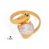 Stainless Steel Water Drop Shaped Large Zircon Rings 18K Gold Plated Opening Ring Women Waterproof Statement Jewelry