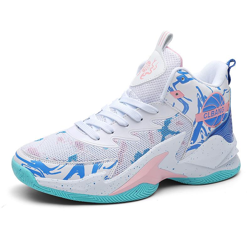Four fashion trend basketball shoes medium help men's casual dad shoes couple color matching lace-up platform sports shoes