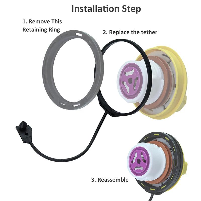 Corda de Fixação da Tampa do Bocal de Combustível Preta para Jaguar XF 2008 2009 2010 2011 2012 2013 2014 2015 Acessórios de Substituição
