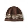 New autumn and winter pure cashmere thickened color matching rhombus knitted hat ear protector Lei Feng hat autumn and winter jacquard warm and cold