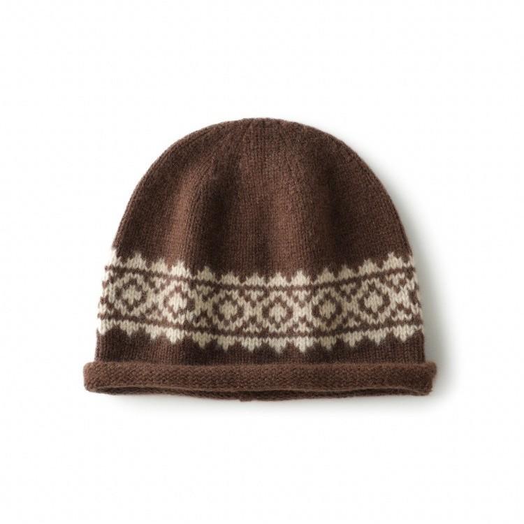 New autumn and winter pure cashmere thickened color matching rhombus knitted hat ear protector Lei Feng hat autumn and winter jacquard warm and cold