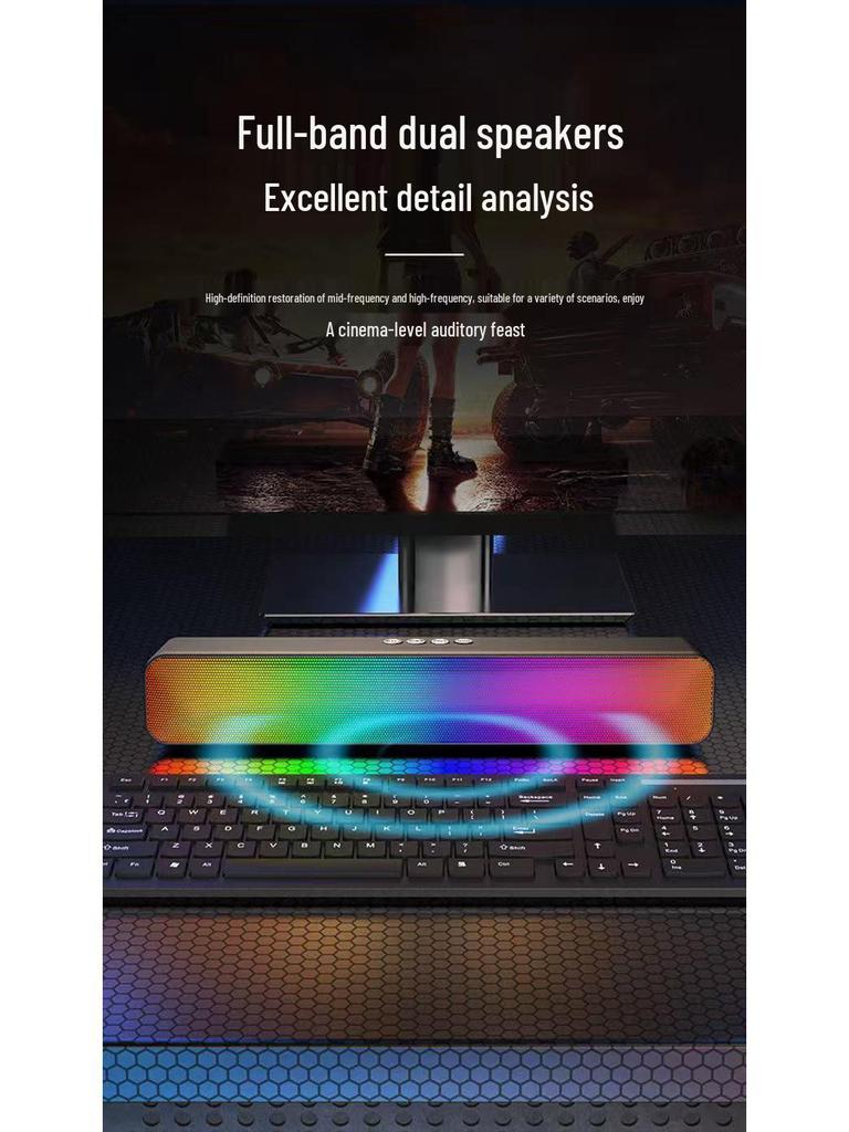 M8 RGB Soundbar: Panoramic Surround Sound, Vibrant Gaming Speaker with Cool Lighting Effects