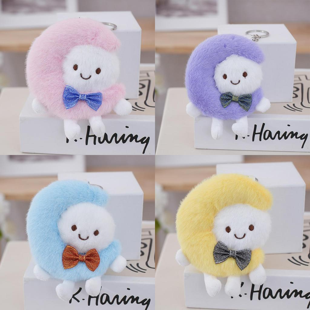 Cute Moon Plush Doll Keychain With Pp Cotton Filling For Backpack Decor And Gift