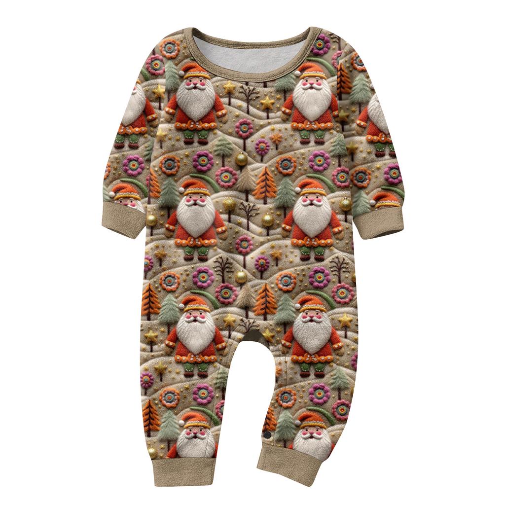 Set de pijama din flanelă cu imprimeu de Crăciun coordonat pentru familie, cu bluză cu mânecă lungă și pantaloni