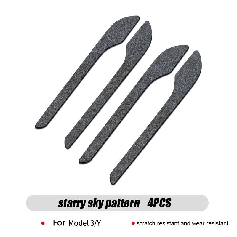 For Tesla Model 3 Y Door Handle Stickers 4PCS Adhesive Protection Stickers for Tesla Carbon fiber texture, luminous, pink, black