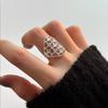 Hollow Rhombus Flower Ring: S925 Sterling Silver, Unique Design, Adjustable Women's Jewelry.