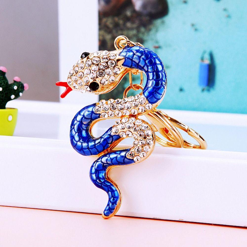 Exquisite Rhinestone Snake Keychain Fortune Women's Bag Pendant Year of Chinese