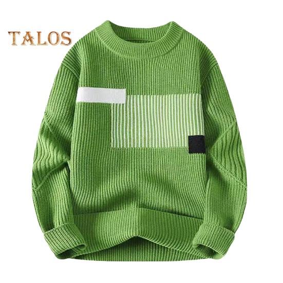 

Осень-зима мужской свитер толстый свободный трикотажный цветной круглый вырез длинный рукав пуловер эластичный повседневная спортивная деловая повседневная одежда свитер M зелёный