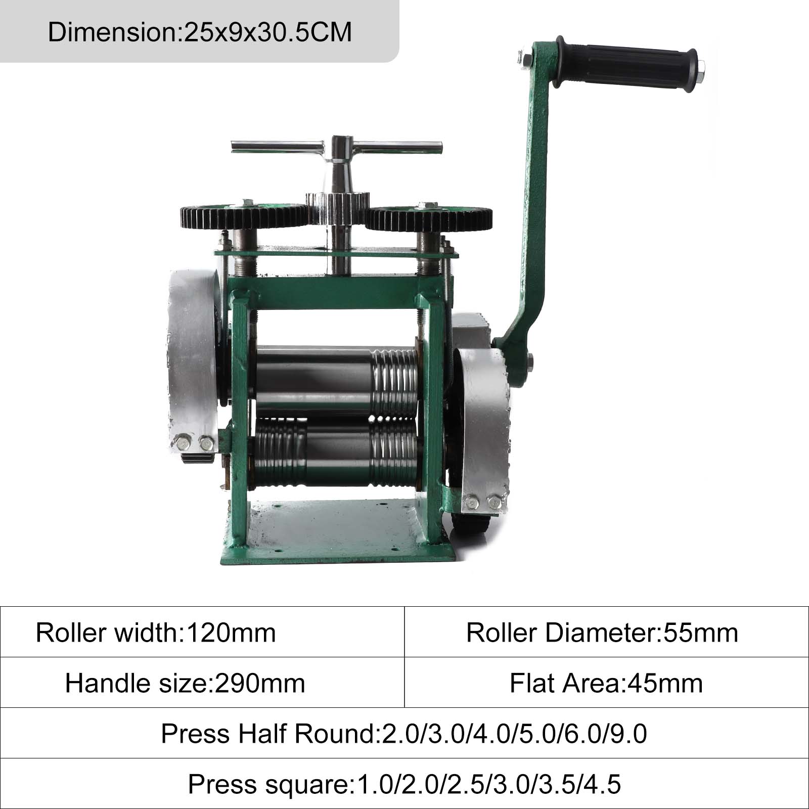 

Прокатний стан Машина для виготовлення ювелірних виробів Ручна рукоятка Таблетування Ювелірний прес Інструмент для виготовлення ювелірних виробів Квадратний дрітПлоский півколо