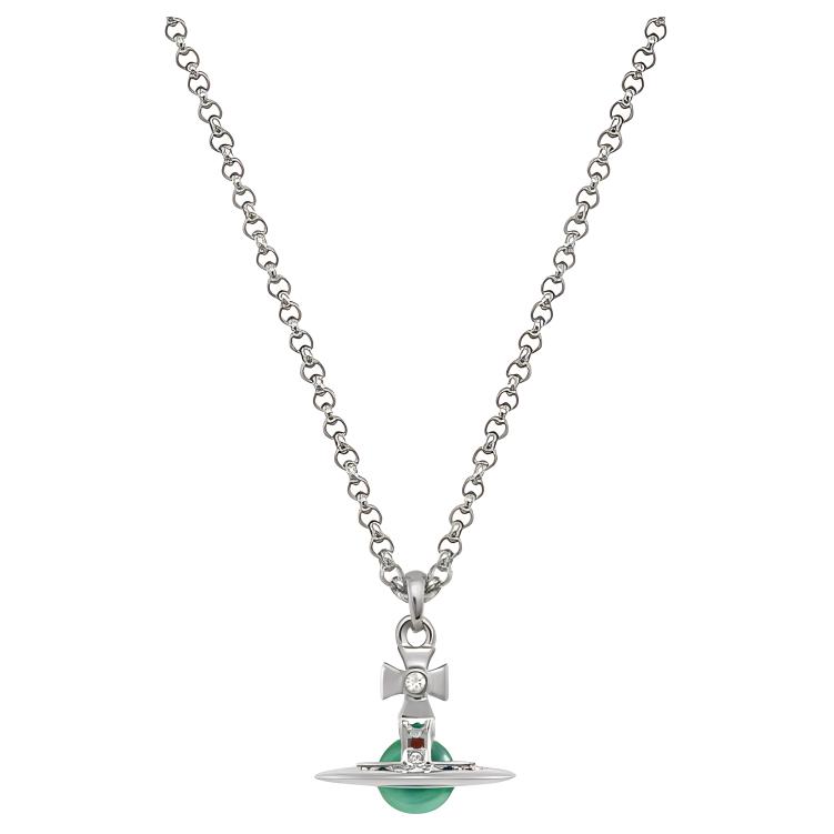 

Vivienne Westwood Petite Orb Zircon Brass Saturn Sphere Pendant Necklace Women necklace Silver Mint-Green 8050889174424 Box+Shopping Bag