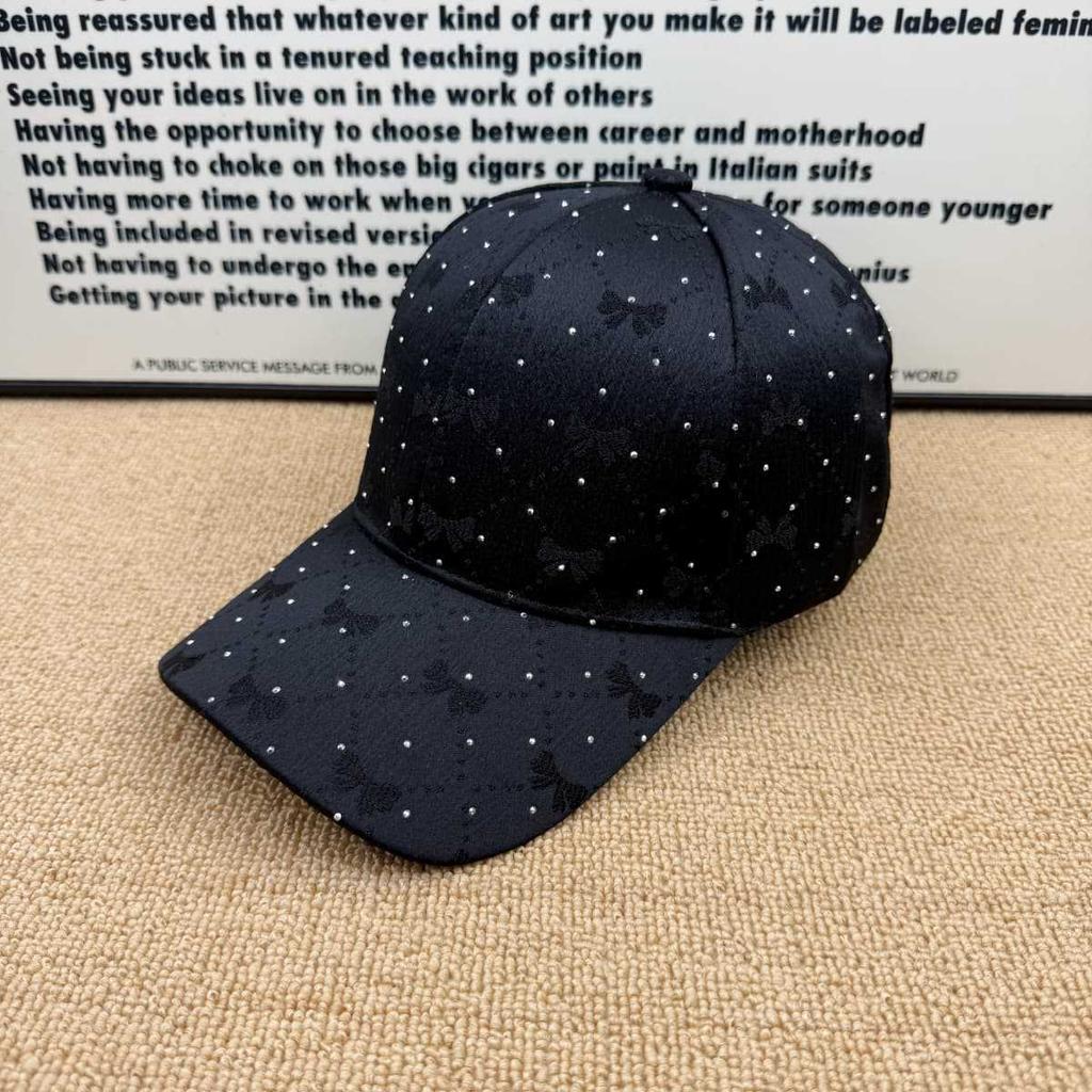 Internet celebrity bow hot diamond baseball cap women's spring and summer face big head circumference sun protection shade cap