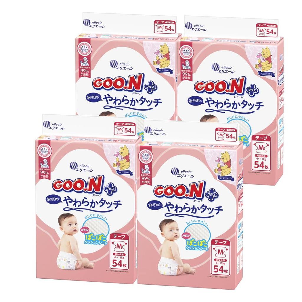 M Goon Plus Soft Touch for Sensitive Skin 216 Sheets Sheets X In [Tape Size] (6~11kg) (54 4) [Sold Case] (Disney Design)