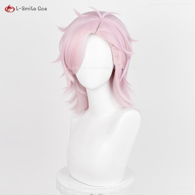 Anime Mitsuki Kiryu Cosplay Wig Pink 40cm Wigs Heat Resistant Synthetic Hair Halloween Party Role Play Unisex Wigs + Wig Cap