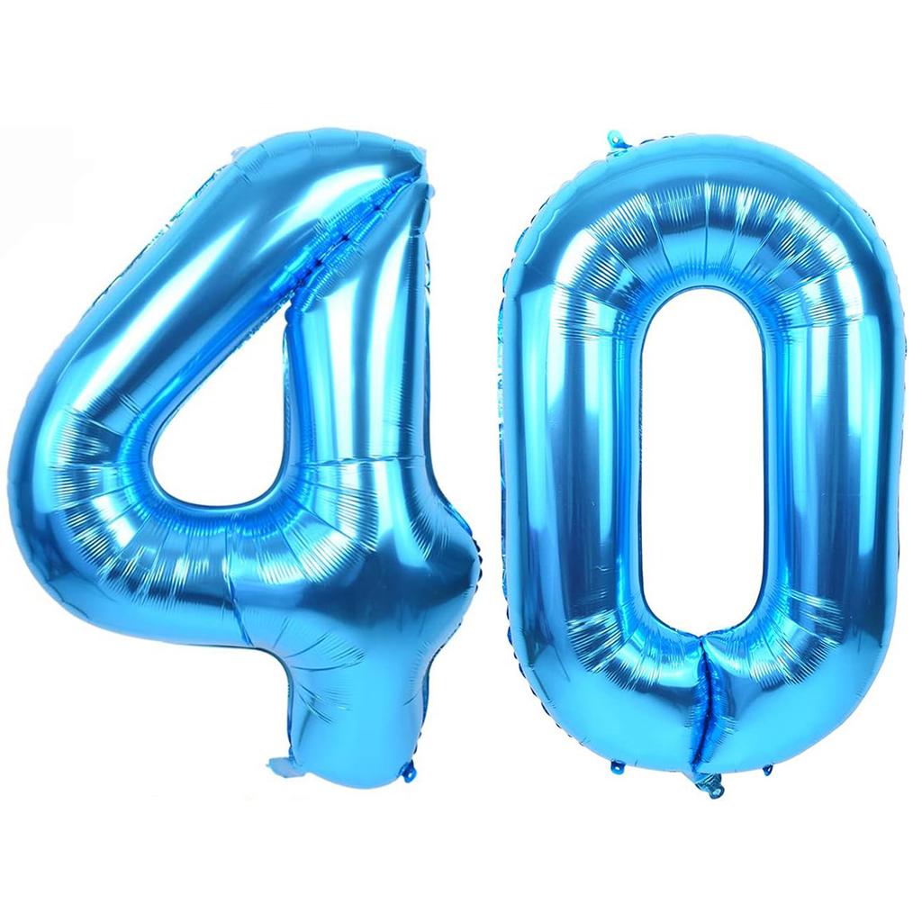40 Inch Giant Blue Digital Balloons 0-9, Anniversary Party Decoration Supplies, Birthday Balloons