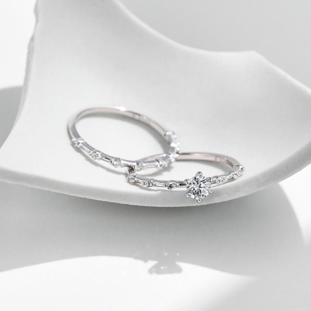 MODIAN Women's Moissanite Sterling Silver Luxury Shiny Ring