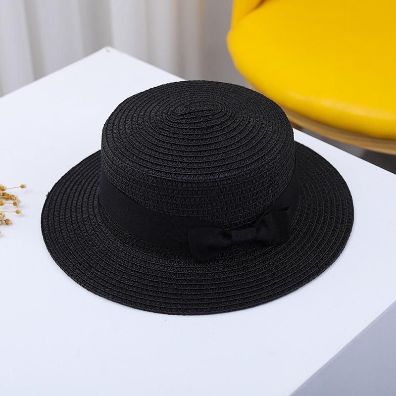 Girls' Summer Straw Hat: Breathable Flat Top, Sun-Protection for Outdoor Travel & Beach
