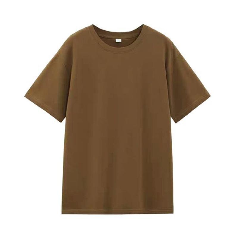 Summer Shoulder Cotton Short-sleeved T-shirt Women's Round Neck Solid Color Loose Large Size Women's New Top