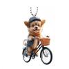 Christmas Ornament Funny Bicycle Dog Pendant Acrylic 2D Cartoon Animal Hanging Decoration for Xmas Tree Home Car Decor