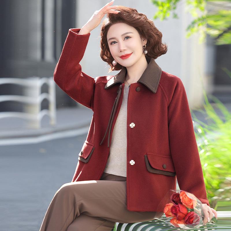 

Стильное шерстяное полупальто для мам 2025 года для женщин среднего и пожилого возраста - Мода весна-осень XL for 45-55 kg