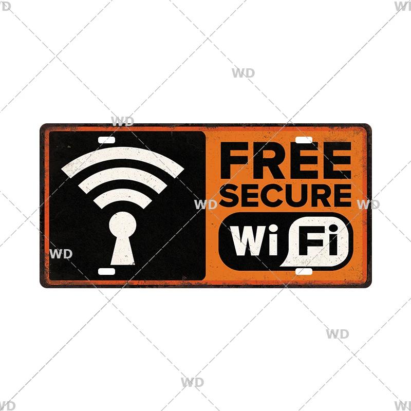 Smile WIFI Toile Caution License Plate Store Wall Decor Restrooms Tin Sign Vintage Road Guide Metal Sign Painting Plaques Poster