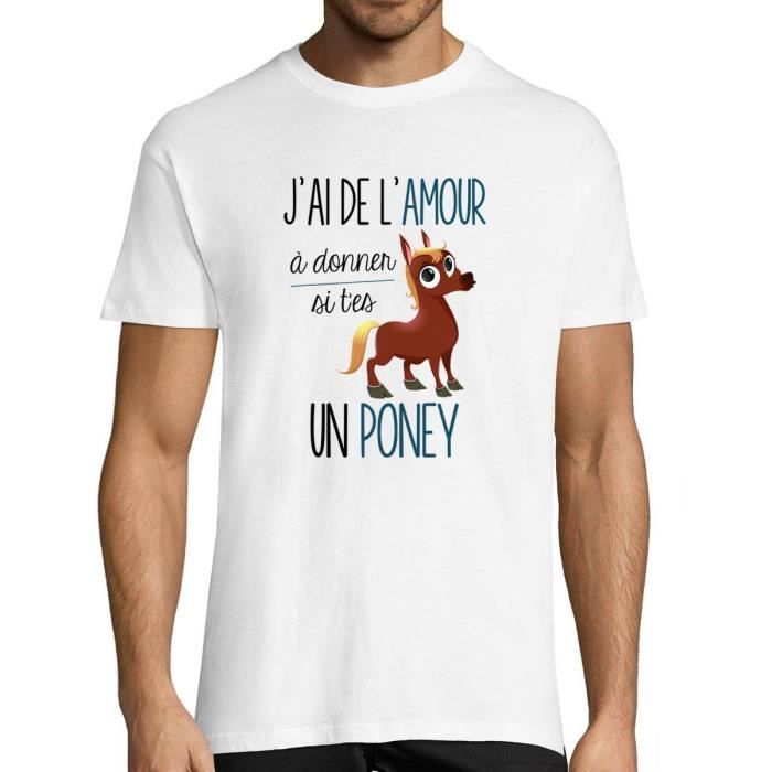 T-shirt Homme - De l'Amour à Donner - Col Rond - Manches Courtes - Coton Blanc
