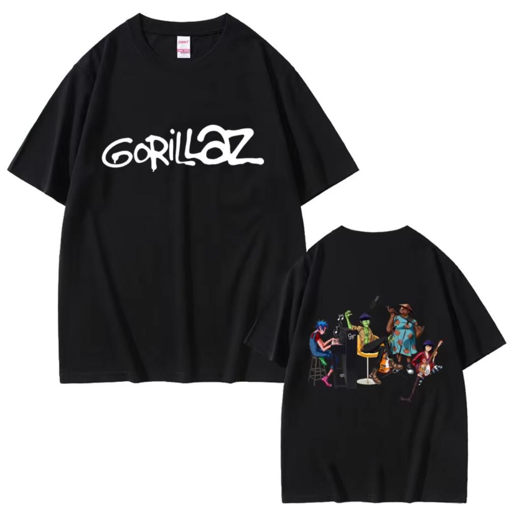 Rock Band Gorillaz T-shirt Male Vintage Oversized Streetwear Men Women Hip Hop Gothic Retro T Shirts Men's Casual Cotton Ttshirt