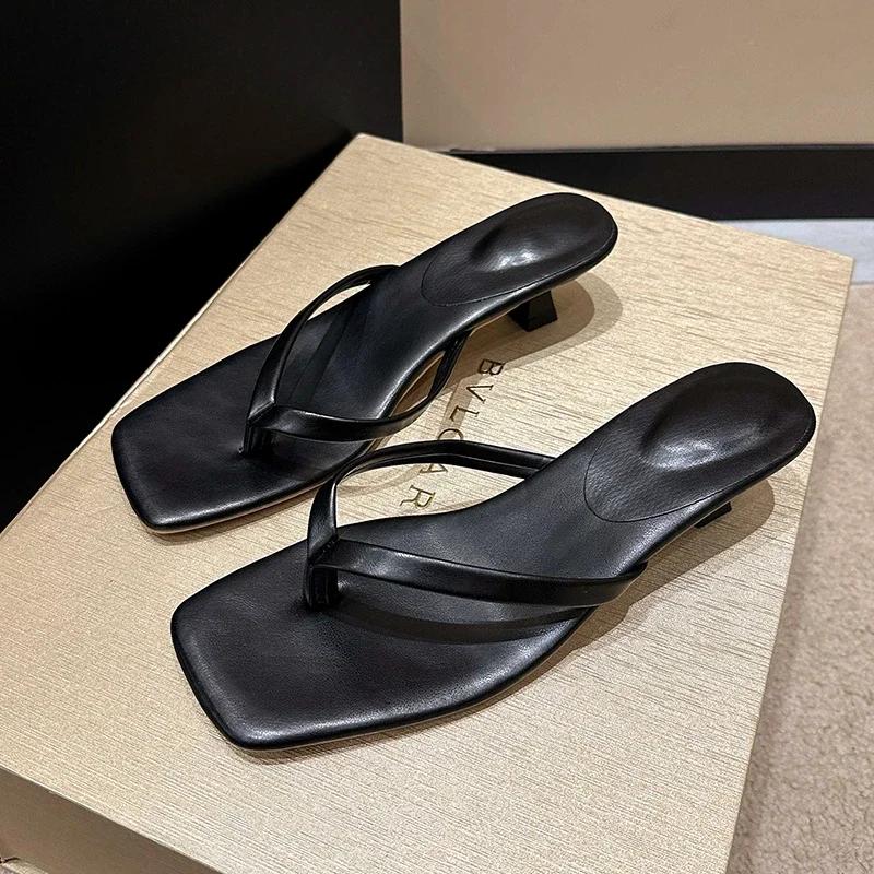 Fashion Summer Women Clip Toe Slippers Comfort Low Heel Slides Shoes Ladies Casual Dress Street Style Sandalis