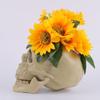 With Flower Sunflower Skull Ornament Plastic Halloween Decoration Prop Skull Statue  Living Room