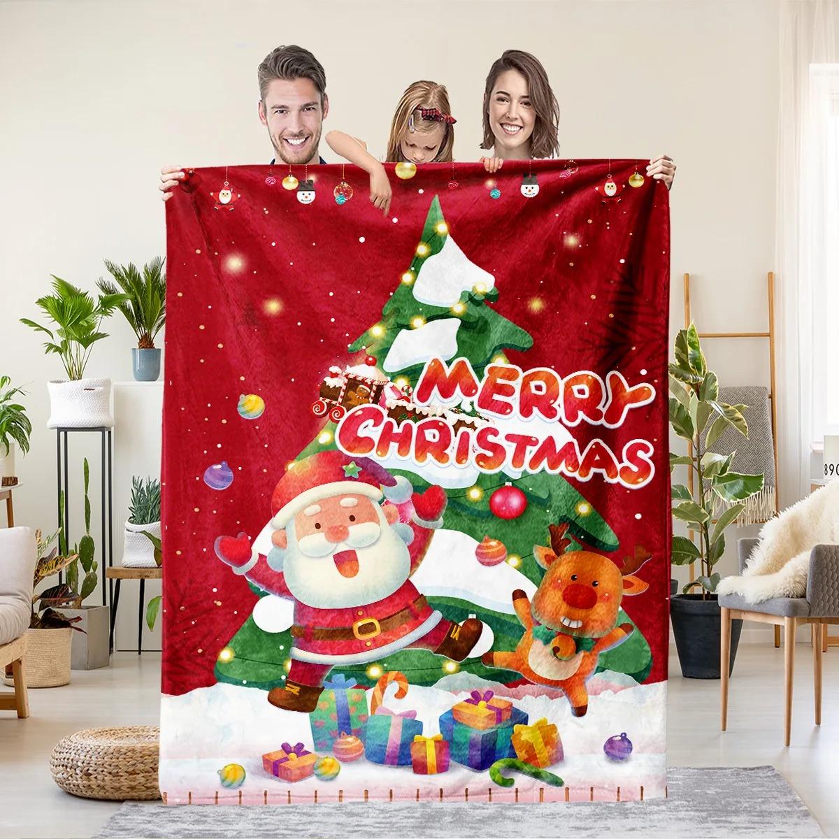 Christmas Series Printed Blanket for Sofa Bed Travel Camping Living Room Office Conditioning Blanket for All Seasons Gifts 70x100cm