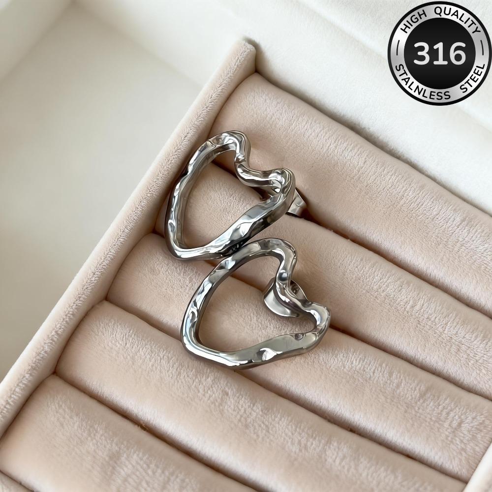 Sweet and simple stainless steel love earrings versatile stud earrings irregular earrings