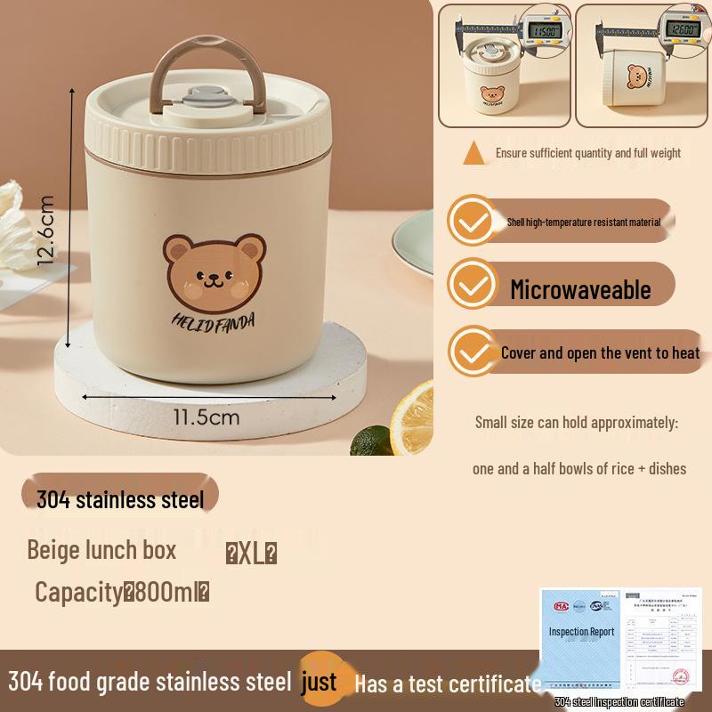 316 Stainless Steel Insulated Double-Layer Microwaveable Bento Lunch Box for Students and Office Workers